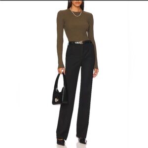 Anine Bing Classic Black Trousers Wool Sz 28 NWT